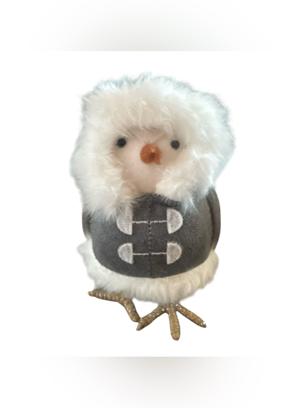 Plush Winter Snow Owl Figurine - White and Gray Christmas Home Decorations NWOT